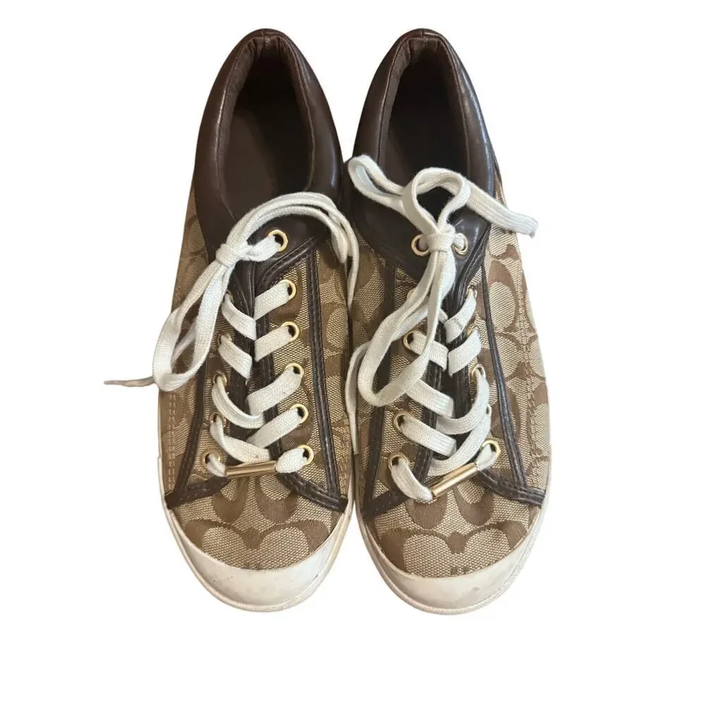 Coach Women’s Francesca Brown Logo Sneakers size 8.5